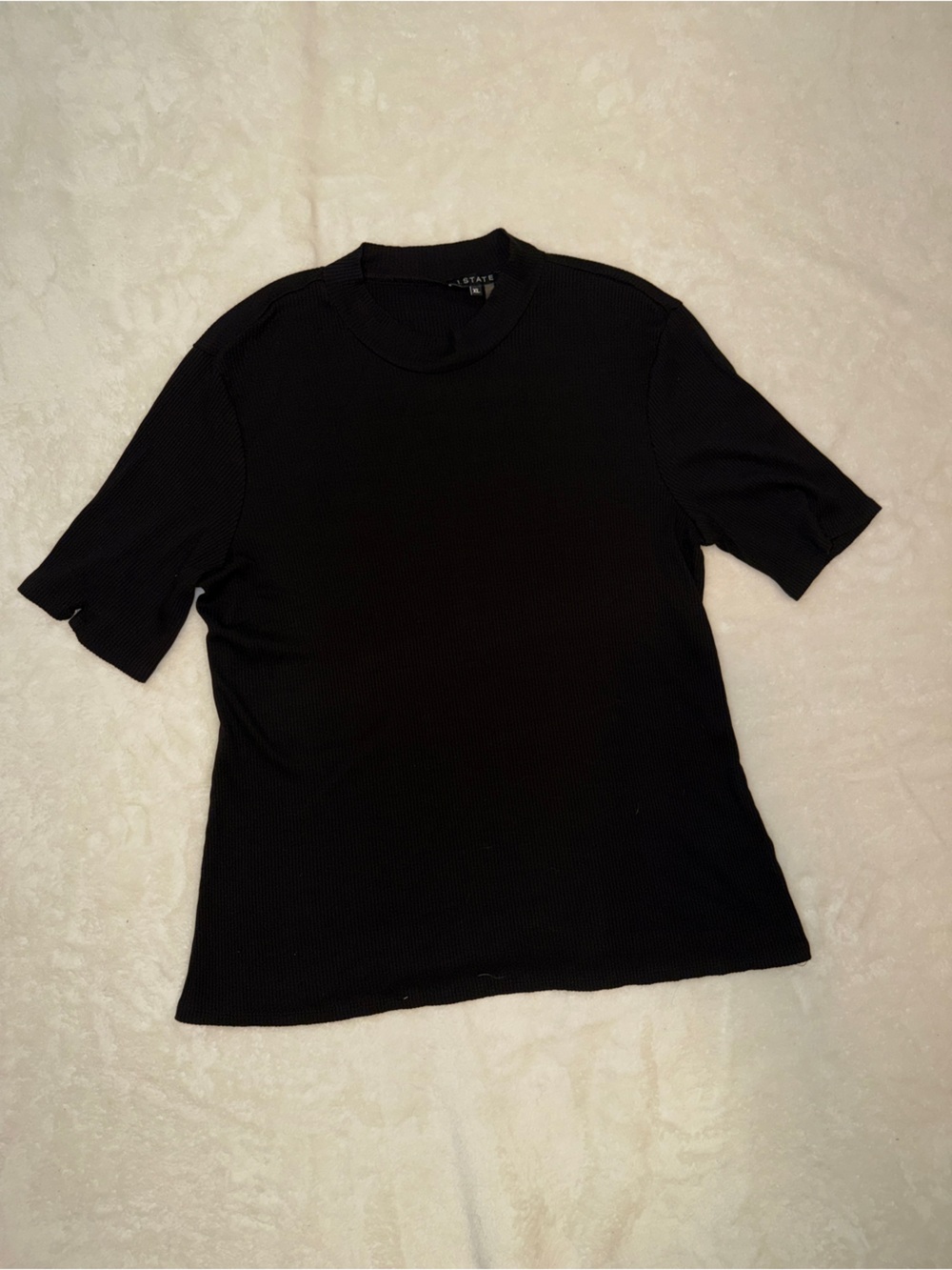 STATE Black Ribbed Short-Sleeve Crew Tee